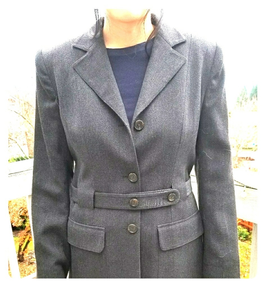LAUREN Ralph Lauren Charcoal Wrap/Belted Coat S-8